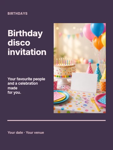 Birthday disco invitation poster template