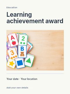 Children’s educational flashcards for learning in Learning achievement award · Title & photograph