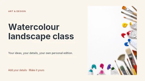 Watercolour landscape class presentation cover template