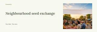 Neighbourhood seed exchange banner template · Horizontal photo dialogue