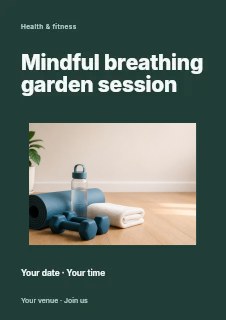 Mindful breathing garden session flyer template · Modern programme