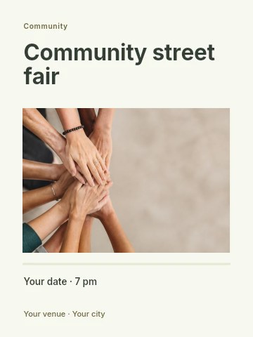 Diverse Group Hands Joined in Unity in Community street fair invitation template
