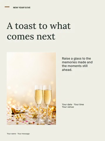 New Year’s Eve golden toast photo layout poster template
