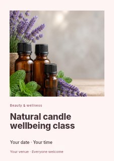 Natural candle wellbeing class flyer template · Gallery editorial
