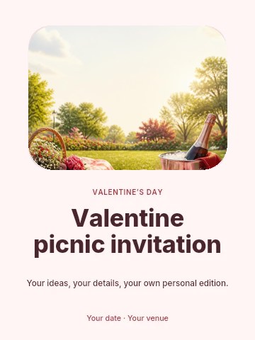 Valentine picnic invitation poster template