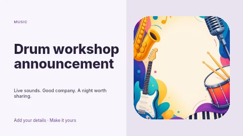 Drum workshop announcement youtube thumbnail template