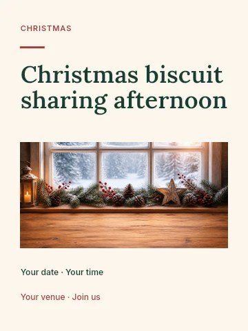 Christmas biscuit sharing afternoon poster template · Picture window