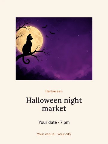 Halloween night market invitation template