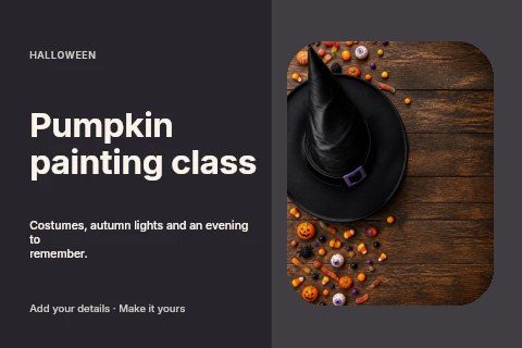Pumpkin painting class postcard template