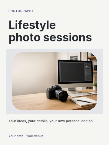 Lifestyle photo sessions invitation template