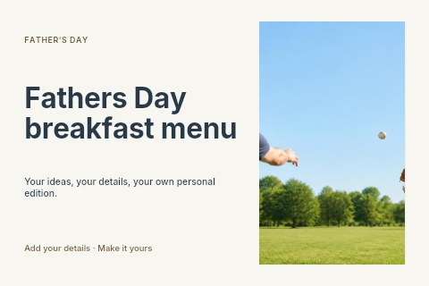 Fathers Day breakfast menu postcard template