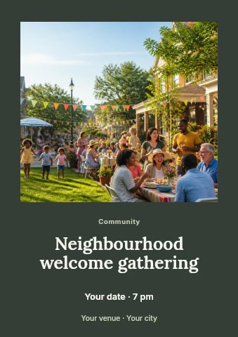Neighbourhood welcome gathering flyer template