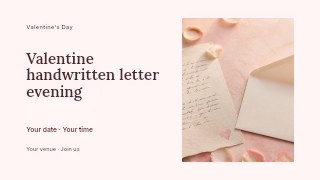 Valentine handwritten letter evening presentation cover template · Horizontal photo dialogue