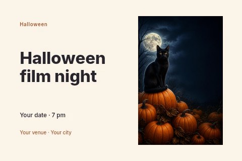 Halloween film night postcard template