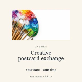 Creative postcard exchange social media post template · Picture window
