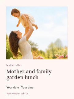 Mother and family garden lunch poster template · Gallery editorial