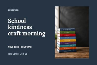School kindness craft morning postcard template · Horizontal photo dialogue
