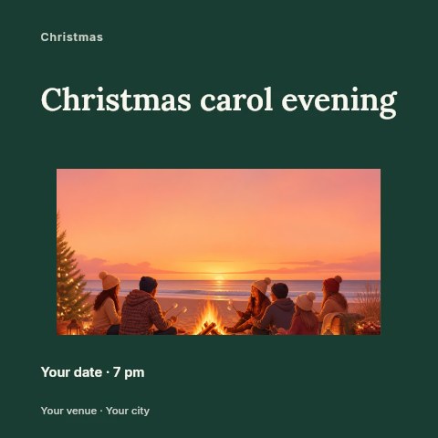 Christmas carol evening social media post template