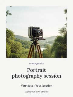 Portrait photography session poster template · Quiet photo gallery