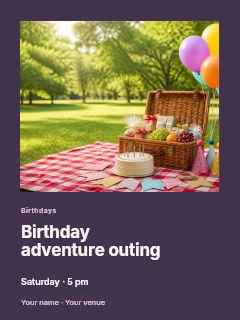 Birthday adventure outing invitation template · Gallery editorial