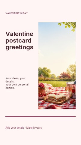 Valentine postcard greetings instagram story template