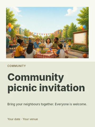 Community picnic invitation poster template