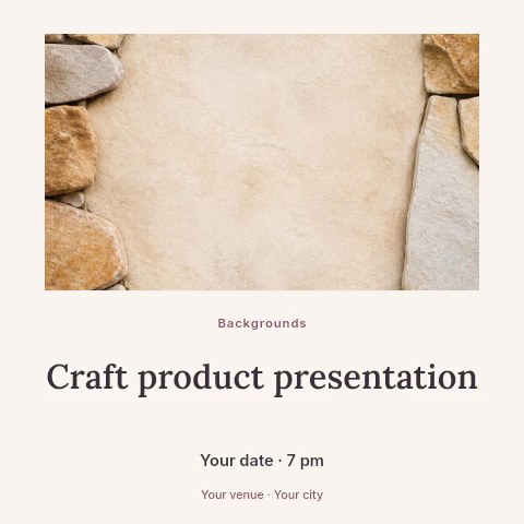 Empty beige stone frame background in Craft product presentation social media post template