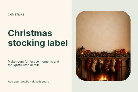 Christmas stocking label postcard template