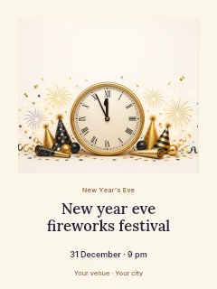 New Year Eve fireworks festival invitation template · Quiet photo gallery