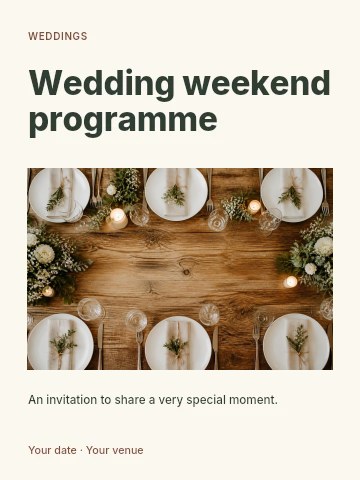 Wedding weekend programme poster template