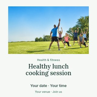 Healthy lunch cooking session social media post · Quiet photo gallery