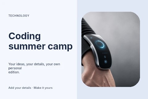 Coding summer camp postcard template