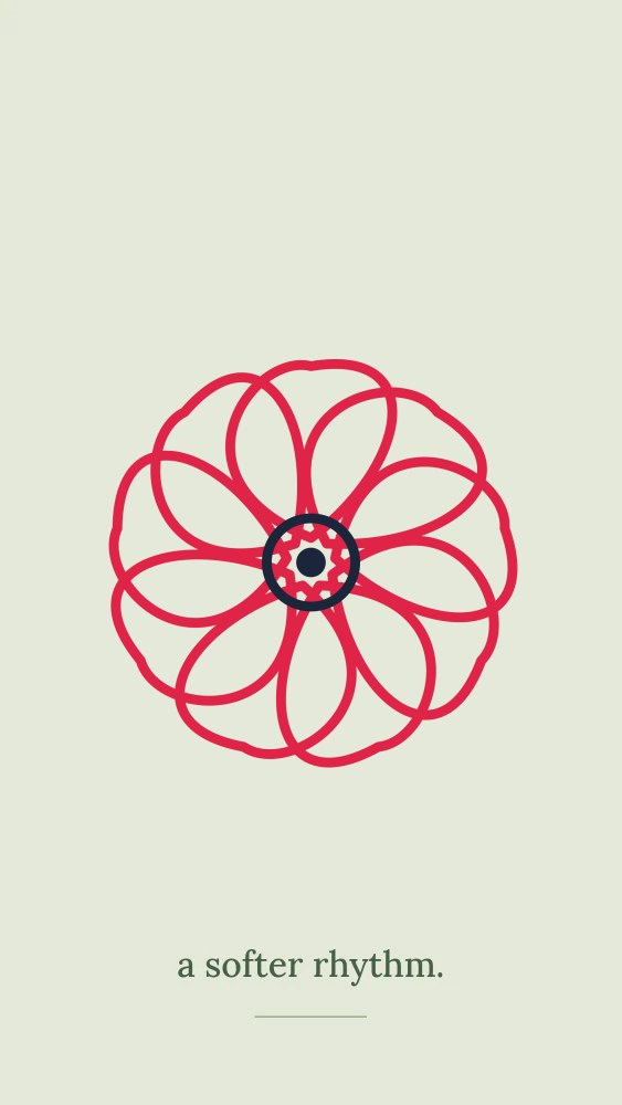 Ribbon flower · 9 petals and ring centre in A softer rhythm · Botanical wallpaper