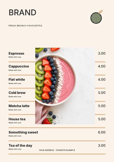 Fresh brunch favourites · Gallery menu template