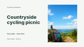 Countryside cycling picnic youtube thumbnail template · Horizontal photo dialogue