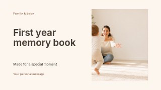 First year memory book presentation cover template · Horizontal photo dialogue