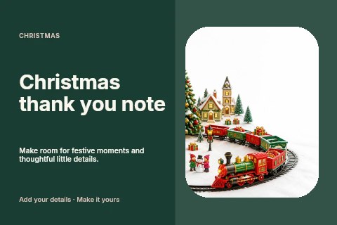 Christmas thank you note postcard template