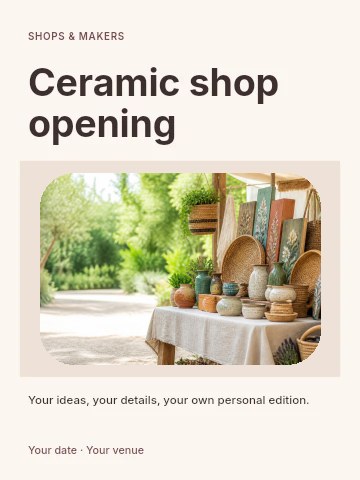 Ceramic shop opening invitation template