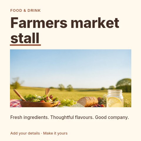 Farmers market stall social media post template