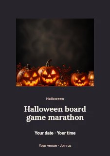 Halloween board game marathon flyer template · Picture window