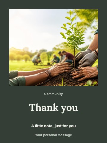 Community Tree Planting in Park in Community volunteer day greeting card template