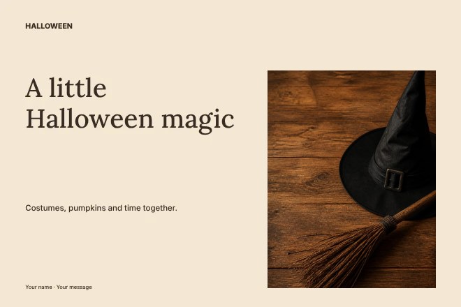 Halloween photo celebration postcard template