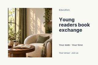 Young readers book exchange postcard template · Horizontal photo dialogue