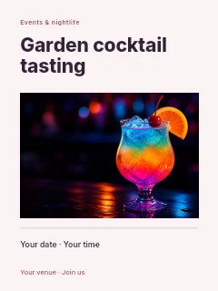 Garden cocktail tasting poster template · Title & photograph