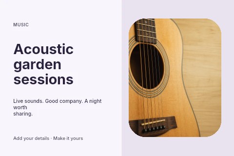Acoustic garden sessions postcard template