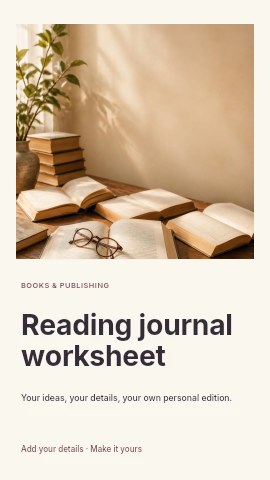Reading journal worksheet instagram story template