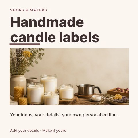 Handmade candle labels social media post template