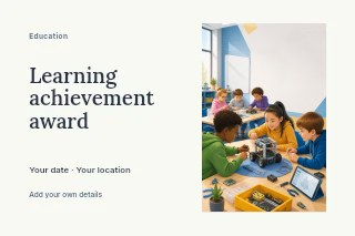 Learning achievement award postcard template · Horizontal photo dialogue