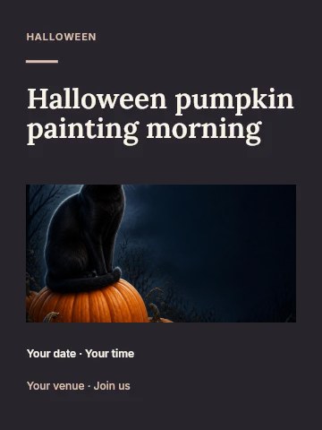 black cat sitting on pumpkins under full moon in Halloween pumpkin painting morning poster · Gallery editorial