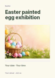 Easter painted egg exhibition flyer template · Title & photograph